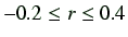 $\displaystyle -0.2 \leq r \leq 0.4$